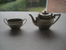 Antique Silver Plated Epns Miniature Teapot and Sugar Bowl