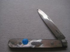 George IV Mother of Pearl Hafted Silver Bladed Folding Fruit Knife