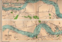 Bacons Vintage London & Suburbs The River Thames Showing Wharves Map.