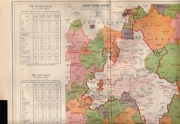 Bacons Vintage London & Suburbs River Thames Districts Water Supply Map.