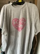 Brand New Grey T-Shirt With Pink Heart Design Size Large (16)