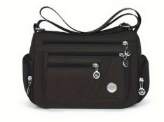 Brand New Women's Nylon Shoulder Bag, Crossbody Stylish Every Day Bag. Black.