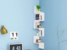 Tiers Zig Zag Wall Corner Shelf Unit Wall Mounted Wood Shelving Bookcase Storage Display Organize...