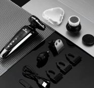 Men's Electric Shaver, Rechargeable Rotary Shaver, With Nose Trimmer, Hair Clipper, Cleansing Bru...