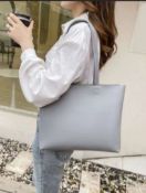 Brand New Ladies Grey Leather Saffiano Tote Bag RRP £49.99
