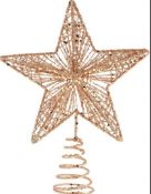 Christmas Tree Top Star Iron Rose Gold Star Christmas Tree Topper Glitter Star Decoration