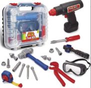 Kidzlane Tool Set For Toddlers & Kids 20pcs Toy Tools With Electronic Cordless Drill and Tool Box