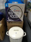 5 pcs - Brand New BKK Enamel Oven Cookware, Cobalt Blue Interior Cream, RRP £79.99 Each