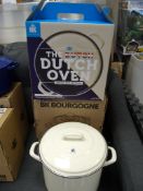5 pcs - Brand New BKK Enamel Oven Cookware Cobalt Blue Interior Cream, RRP £79.99 Each