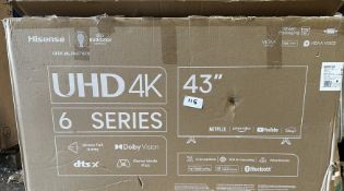 Hisense UHD 4K 6 Series 43\ Smart TV. RRP £350 - Grade U