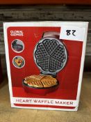 Global Gizmos Heart Waffle Maker. RRP £30 - Grade U