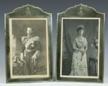 Royalty Pair of Stunning Silver Frames With King George V & Queen Mary Signed Pair of Black & Whi...