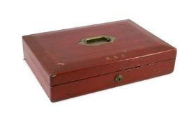 Red Despatch Box An Early 20th Century Red Morocco Despatch Box, Formerly The Property of Richar...