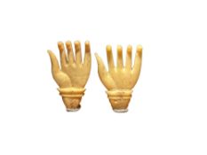 Two Napoleonic Pow Carved Bone Hand Terminals Early 19th Century (£6 UK £15 Int Post)