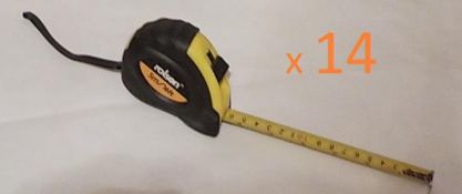 14 Rolson 5m / 16 Foot Steel Measuring Tapes, Metric/Imperial C/W Tape Lock, Belt Clip & Carry St...