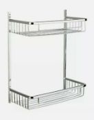 2 Tier Silver Wall Shower Caddy Bathroom Storage Shelf Basket Organiser Tray (Total Value £200!)