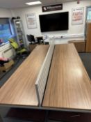 4 Station Oak Office Desk Plus 4 Drawer Set Pedestal Units