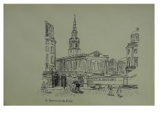 Edward Bawden Original Lithograph - London St Martins in the Fields