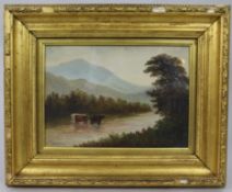 Cattle In A Stream Victorian Landscape By E. J. Bladon