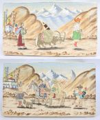 Pair of Indian Gangtok Silk Road Embroideries