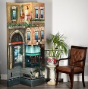 Original Hand Painted Folding Screen by American Artist Mark St. John.
