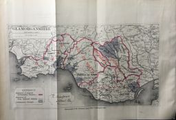 Antique 139 Years-Old Scarce Map Glamorganshire Wales 1885 Boundary Changes.