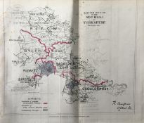 Antique 139 Years-Old Scarce Map East West Riding Yorkshire 1885 Boundary Changes.