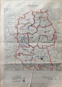 Antique 139 Years-Old Scarce Map Wiltshire 1885 Boundary Changes.