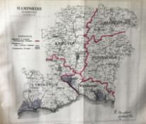 Antique 139 Years-Old Scarce Map County Hampshire 1885 Boundary Changes.