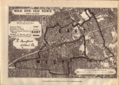 Antique 139 Years-Old Scarce Map of The Mile End London Boundary Changes 1885.