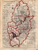 Antique 139 Years-Old Scarce Map of Nottinghamshire Boundary Changes 1885. Zincographed Ordnance...