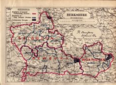 Antique 139 Years-Old Scarce Map of Berkshire Boundary Changes 1885. Zincographed Ordnance Surve...