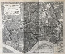 Antique 139 Years-Old Scarce Map Tower Hamlets London 1885 Boundary Changes.