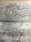 Antique 139 Years-Old Scarce Map City of Manchester 1885 Boundary Changes.