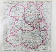 Antique 139 Years-Old Scarce Map Shropshire 1885 Boundary Changes.
