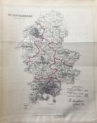 Antique 139 Years-Old Scarce Map Staffordshire 1885 Boundary Changes.