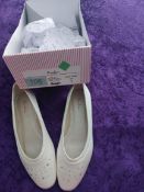 Ivory Flat Shoes With Diamantes Size 3