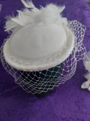 Ivory Hat With Feathers and Veil Plus Fascinator
