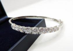 Sterling Silver 8 Carat CZ Gemstone Bangle New With Gift Box