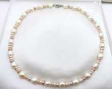 Cultured Pearl Necklace Silver Clasp New With Gift Box