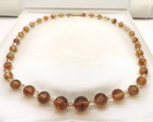 Vintage Citrine & Rock Crystal Necklace With Gift Pouch