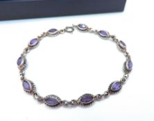 Vintage Artisan Sterling Silver Amethyst Gemstone Bracelet