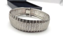 Italian Sterling Silver Omega Link Textured Bracelet 30 grams