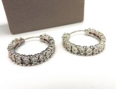 Diamond Hoop Earrings In Sterling Silver New With Gift Pouch