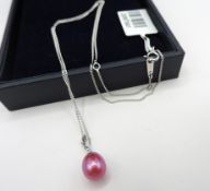 Sterling Silver Cultured Pearl Necklace New With Gift Pouch