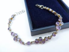 Vintage Sterling Silver 5 Carat Amethyst Bracelet