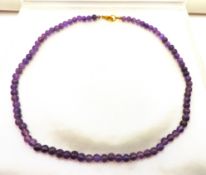 Natural Amethyst Bead Necklace With Gift Pouch