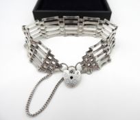 Vintage Sterling Silver 5 Bar Gate Bracelet 16 grams With Gift Box