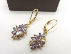 Gold On Sterling Silver Tanzanite Gemstone Earrings New With Gift Box