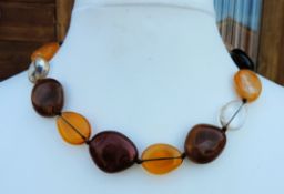 Vintage 20 inch Natural Multi Colour Amber Necklace With Gift Pouch